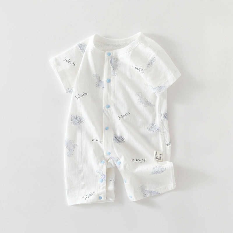 100% Cotton Short Sleeve Romper – Blue Dinosaur Blue Dinosaur 3-6 M