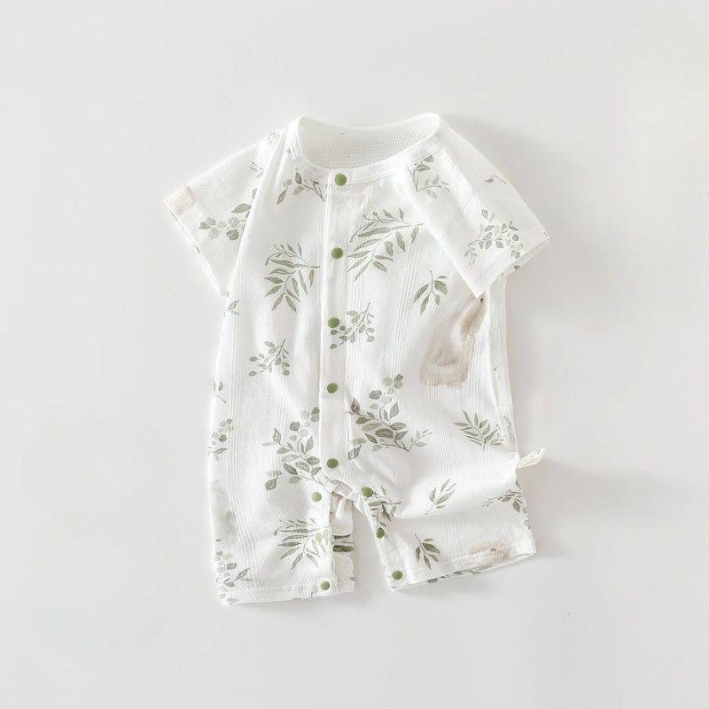 100% Cotton Short Sleeve Romper – Bunny & Leaves Bunny & Leaves 3-6 M