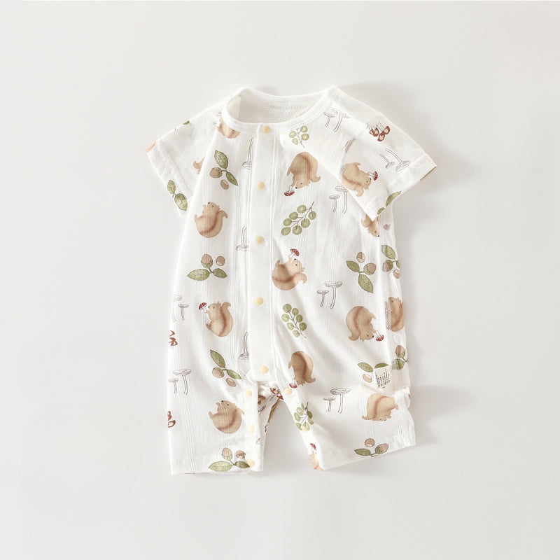 100% Cotton Short Sleeve Romper – Cute Squirrel Cute Squirrel 3-6 M