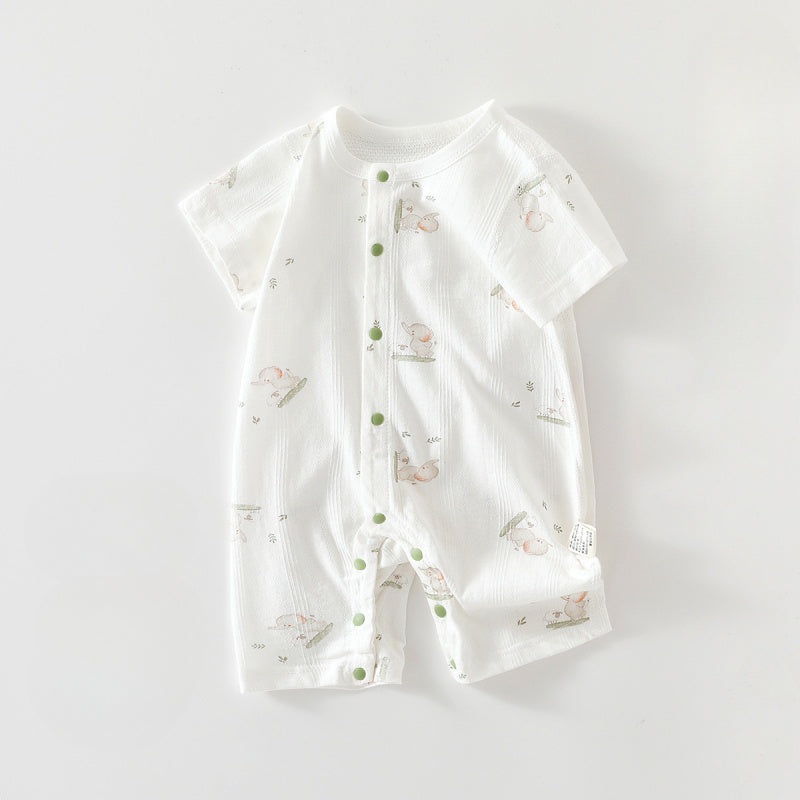100% Cotton Short Sleeve Romper – Green Elephant Green Elephant 3-6 M