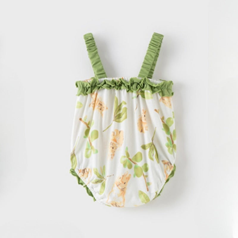 100% Cotton Sleeveless Bodysuit – Green Bunny Garden Green Bunny Garden 0-3 M