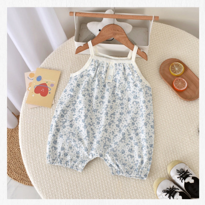 100% Cotton Sleeveless Romper – Blue Bunny Blue Bunny 3-6 M