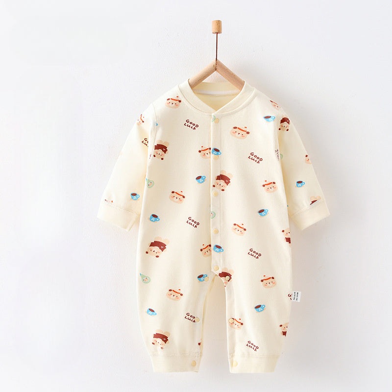 100% Cotton Snap-Up Long Sleeve Romper – Autumn Autumn 0-3 M