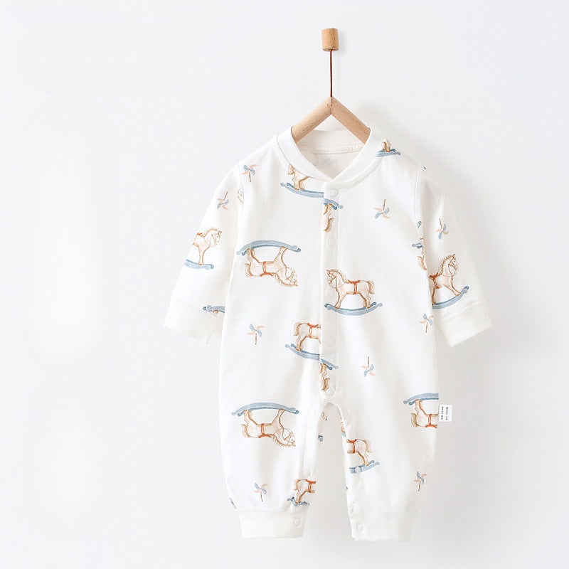 100% Cotton Snap-Up Long Sleeve Romper – Hobbyhorse Hobbyhorse 0-3 M