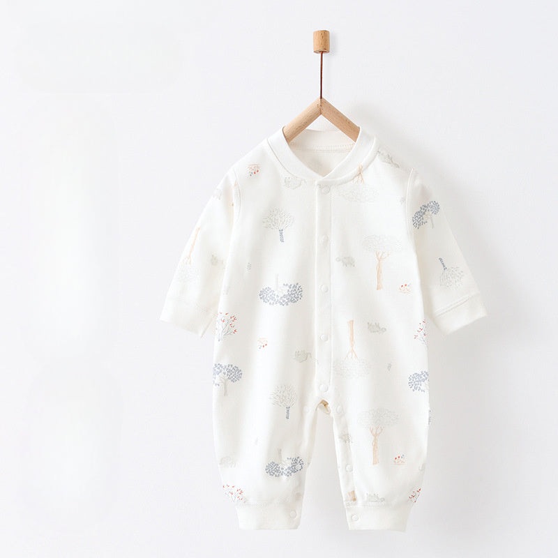 100% Cotton Snap-Up Long Sleeve Romper – Rhinoceros Rhinoceros 0-3 M