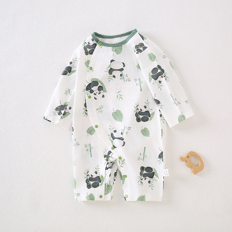 Cotton & Bamboo Muslin Long Sleeve Romper – Panda & Bamboo Panda & Bamboo 0-3 M