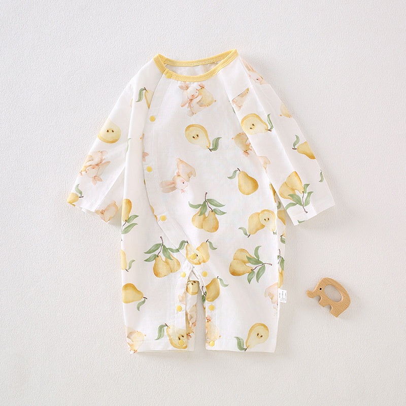 Cotton & Bamboo Muslin Long Sleeve Romper – Pear & Bunny Pear & Bunny 0-3 M