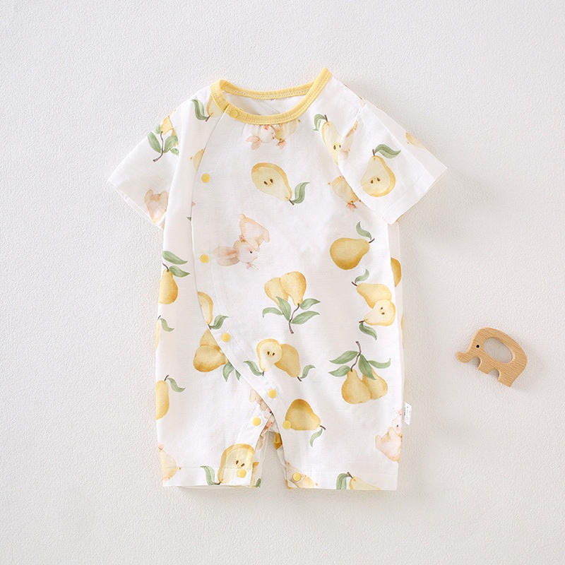 Cotton & Bamboo Muslin Short Sleeve Romper – Pear & Bunny Pear & Bunny 0-3 M
