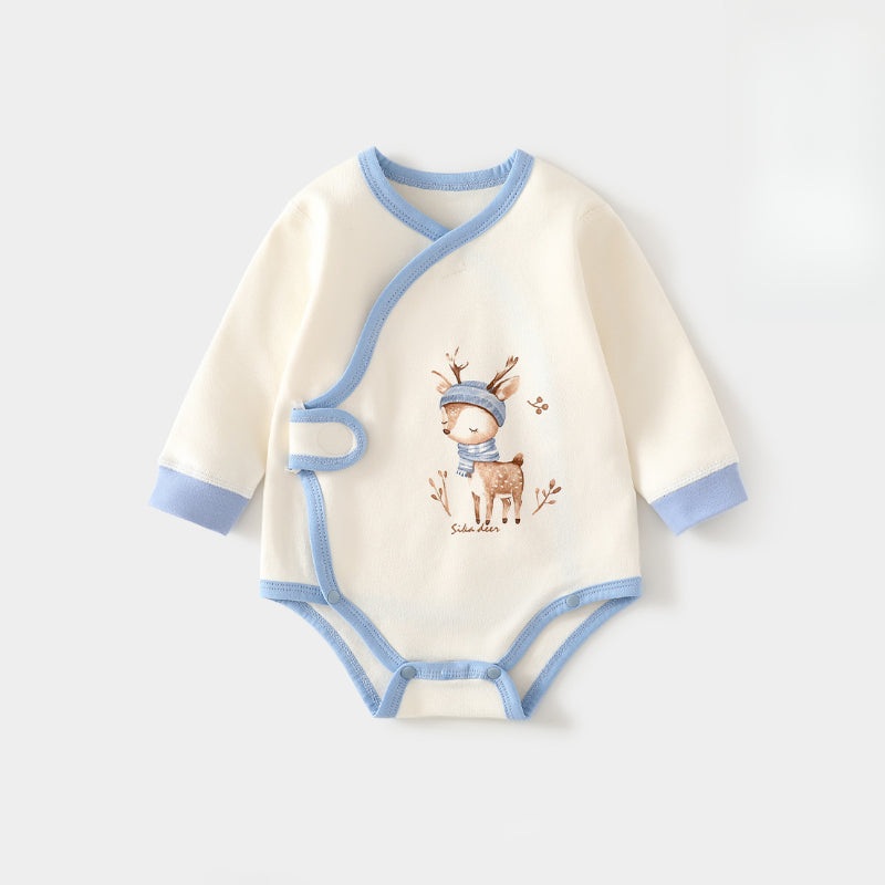 Cotton Long Sleeve Bodysuit with Velcro Closure – Blue Deer Blue Deer 0-3 M