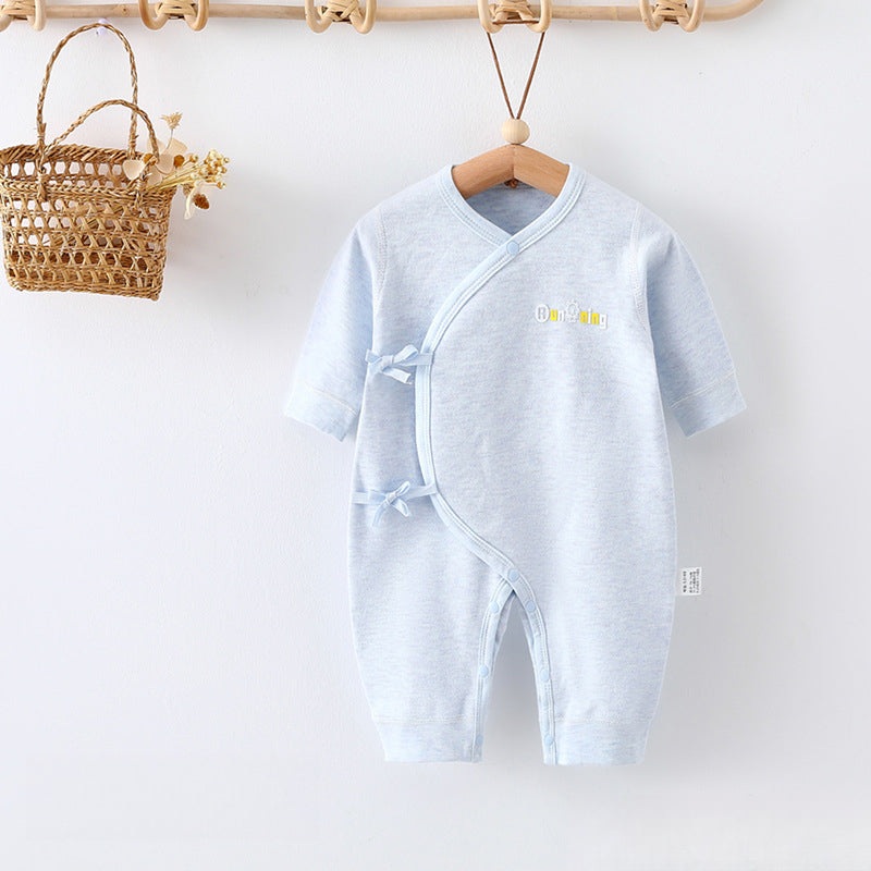 Cotton Long Sleeve Kimono Romper – Blue Blue NB