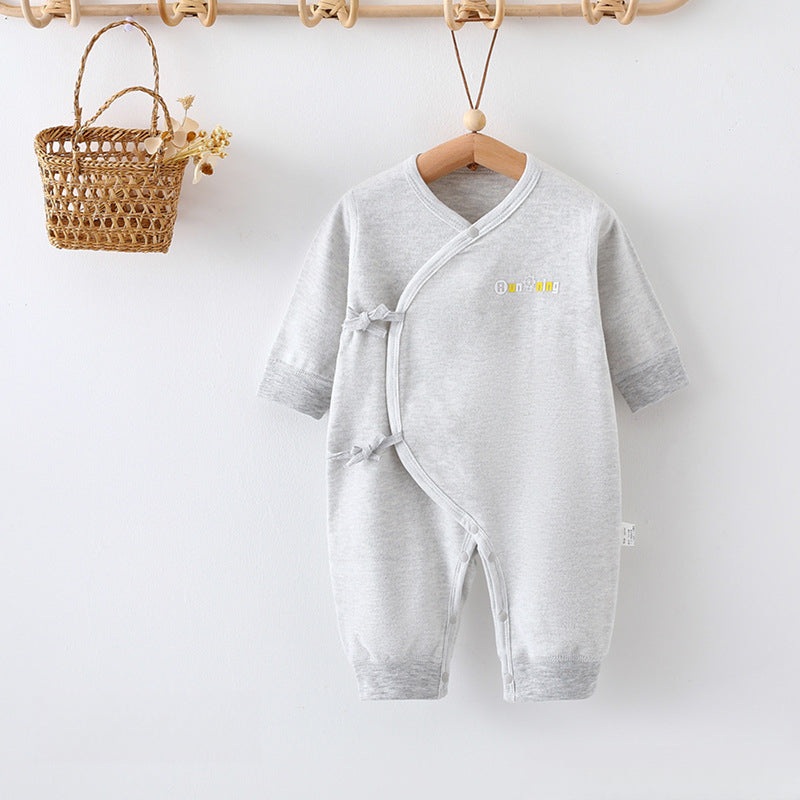 Cotton Long Sleeve Kimono Romper – Gray Gray NB