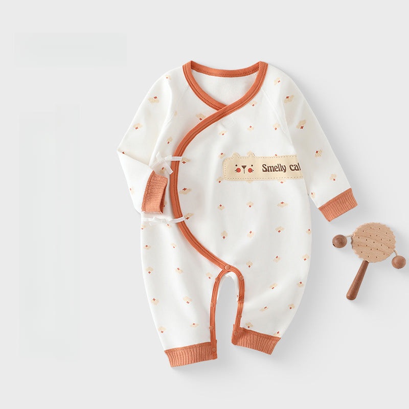Cotton Long Sleeve Kimono Romper – Orange Cat Orange Cat NB
