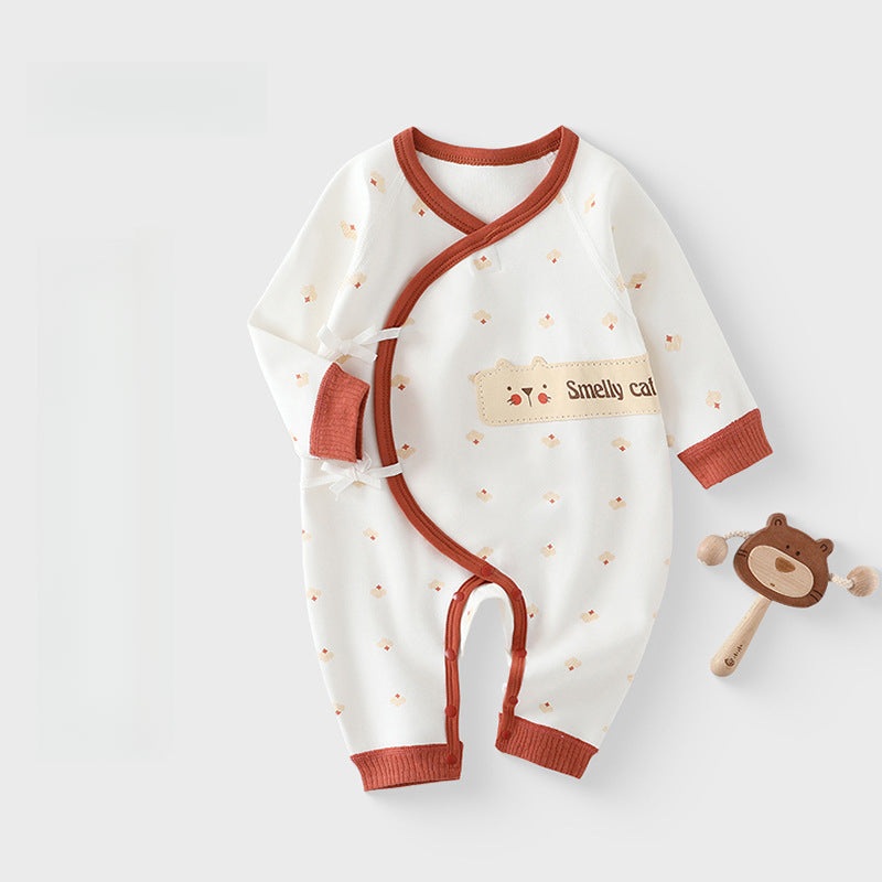 Cotton Long Sleeve Kimono Romper – Red Cat Red Cat NB