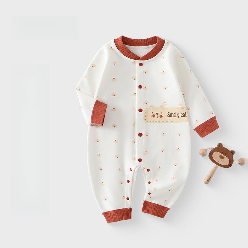 Cotton Long Sleeve Snap-Up Romper – Red Cat Red Cat 0-3 M