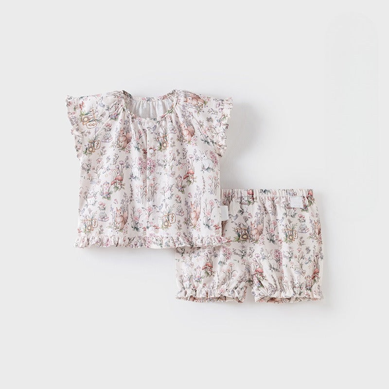 Cotton Short-Sleeve Top & Pants Set – Pink Squirrel Garden Pink Squirrel Garden 9-12 M