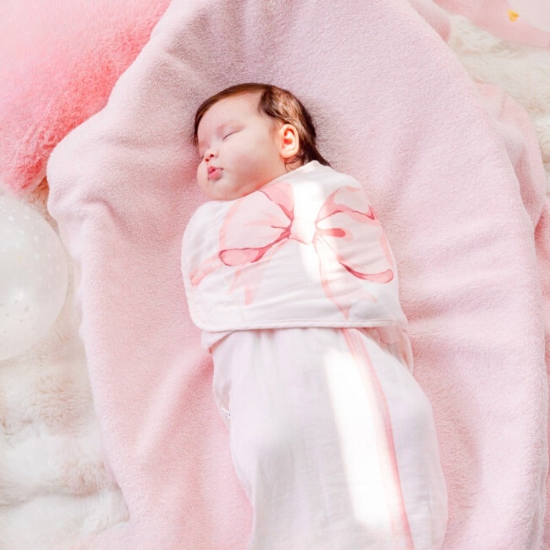 Organic Cotton Muslin Sleep Sack – Pink Adorable Bowknot Pink Bowknot NB-3 M