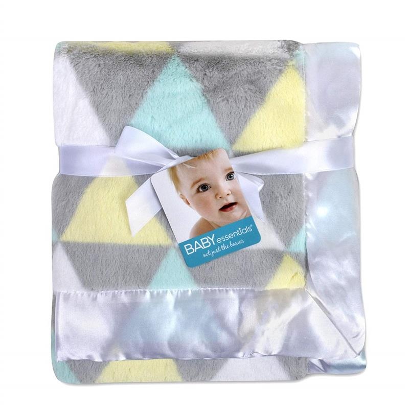 A.D. Sutton – Plush Unisex Triangle Print Blanket With Satin Trim Multi