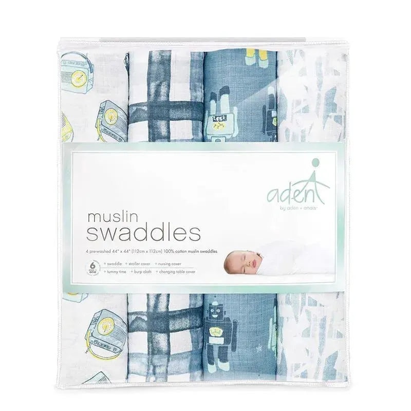 Aden + Anais – 4 Pk Muslin Swaddles, Retro