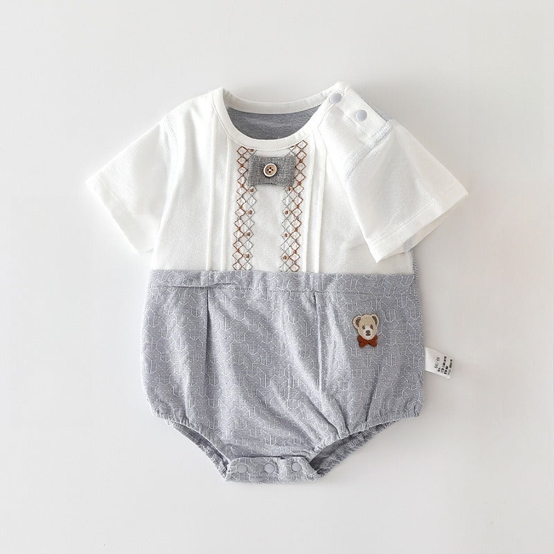 Cotton Short Sleeve Overhead Bodysuit – Grey Bear Grey Bear 3-6 M