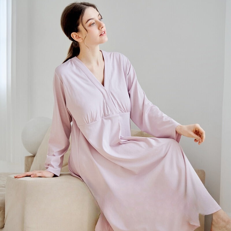 Cotton Snap-Up Maternity & Nursing Nightgown – Pink Pink M/ US 0-2