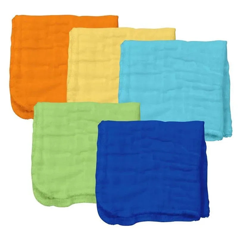 Green Sprouts Organic Cotton Muslin Face Cloths 5Pk, Boy