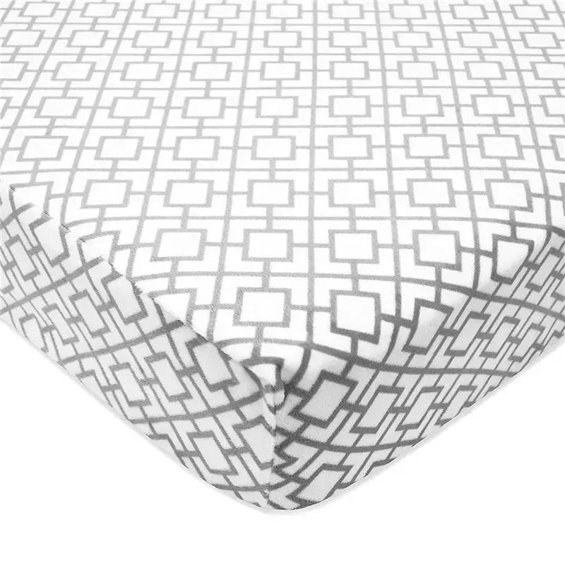 American Baby Company Heavenly Soft Chenille Fitted Crib Sheet, Gray Lattice