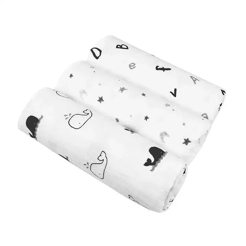 American Baby Company Muslin Swaddle Blankets 3-Pack, Black and Grey