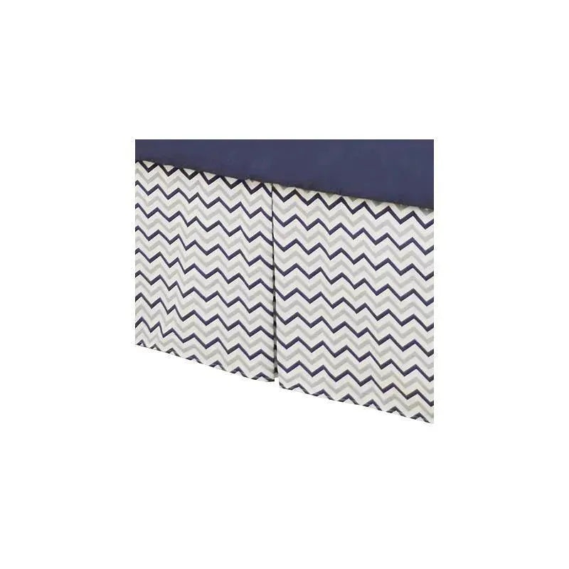 American Baby Tailored Crib Skirt with Pleats, Blue Zigzag