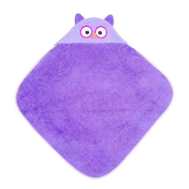 Apple Park Organic Hooded Infant Towel, Purple Owl