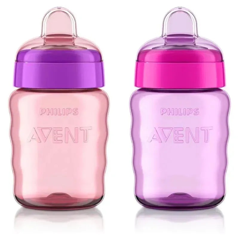 Avent – 2Pk My Easy Sippy Cup, Pink/Purple, 9Oz