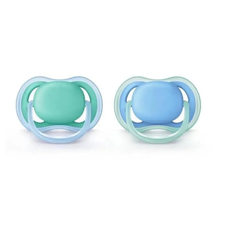 Avent – 2Pk Ultra Air Pacifier, 6/18M, Blue/Green