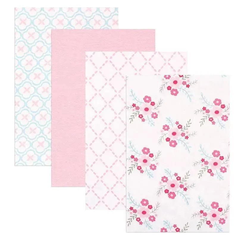 Baby Vision, Luvable Friends 4 Piece Flannel Receiving Blankets, Floral