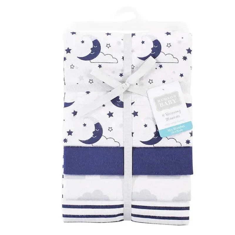 Baby Vision Luvable Friends 4Pk Flannel Receiving Blanket 30X30 In Moon