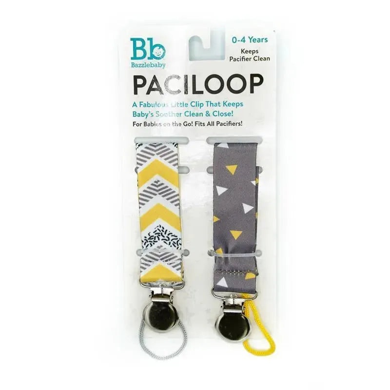 Bazzle Baby Grey & Yellow Print Pacifier Clips For Boys