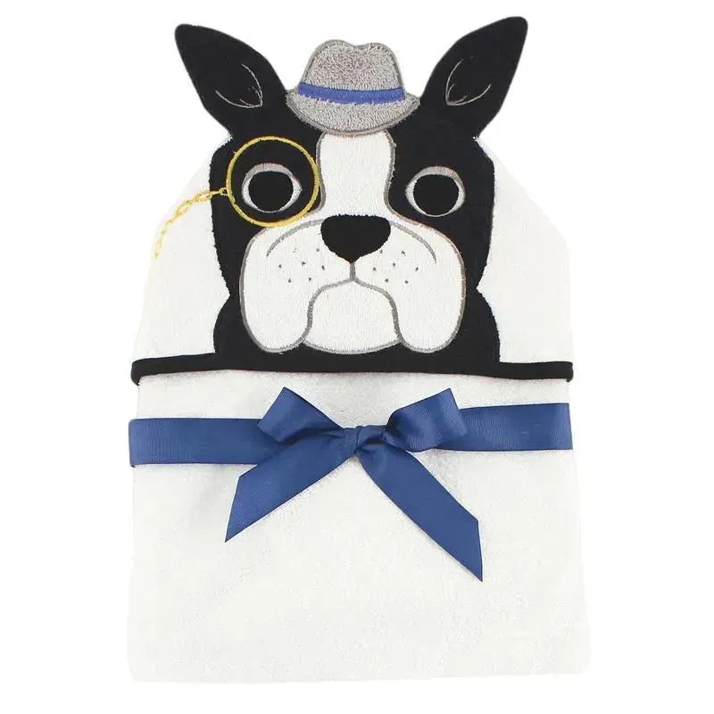 Hudson Baby Animal Face Hooded Towel, Bull Dog