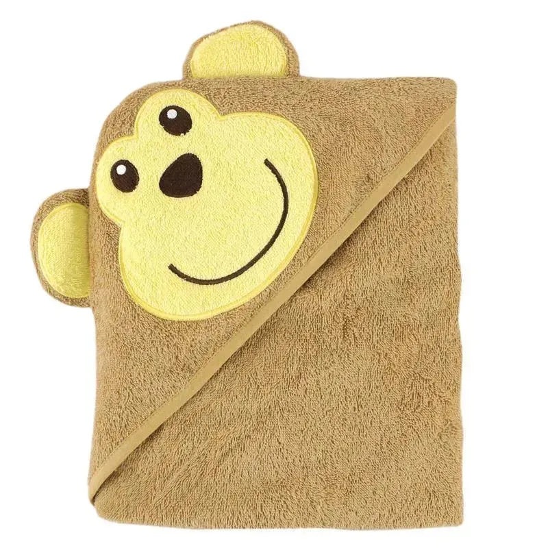 Luvable Friends Animal Face Hooded Towel Woven Terry, Monkey