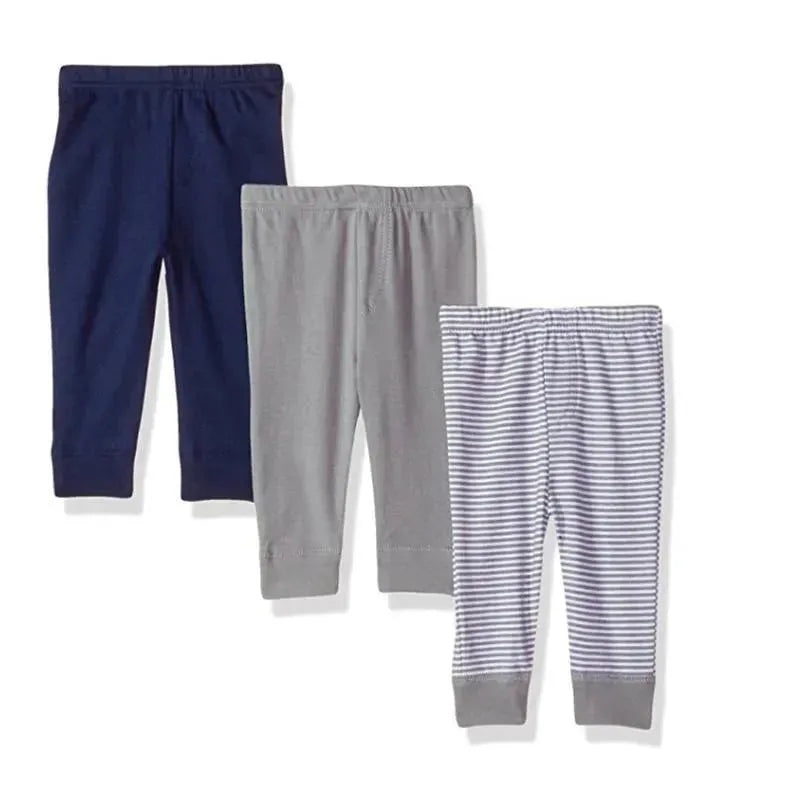 Luvable Friends Baby Girls’ Cotton Tapered Ankle Pants – 3 Pack Blue