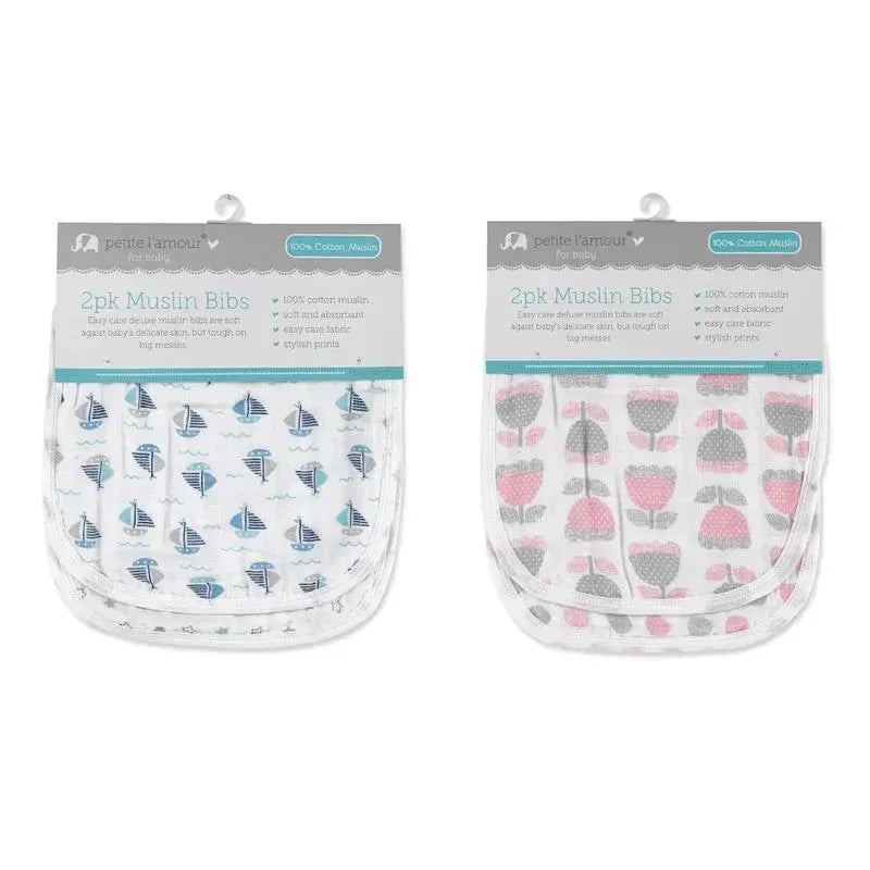 Petite L’Amour 2-Pack Muslin Bib – Colors May Vary