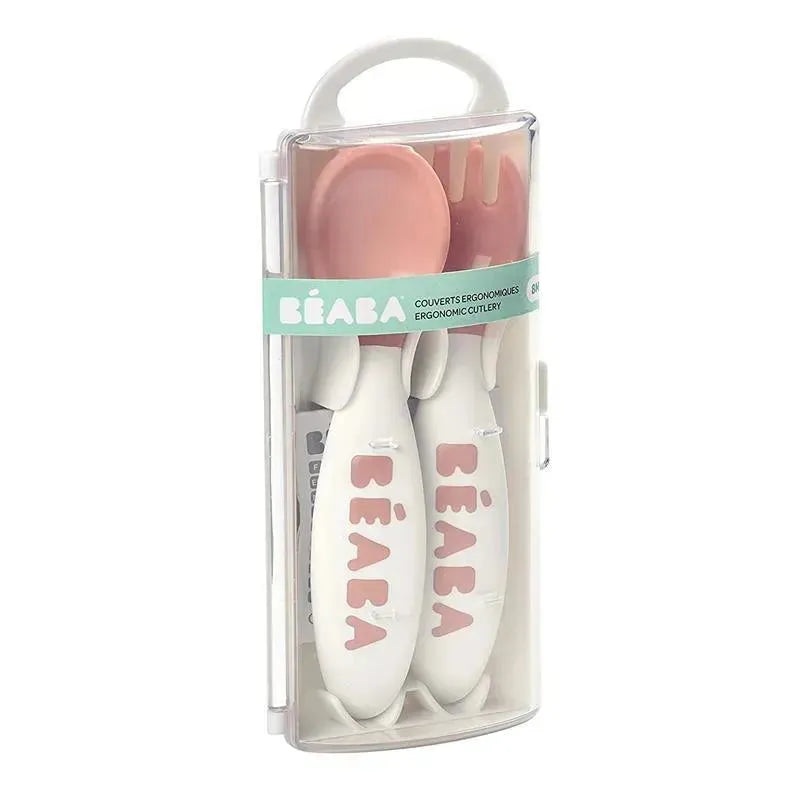 Beaba – 2Pk Second Stage Ergonomic Cutlery, Rose
