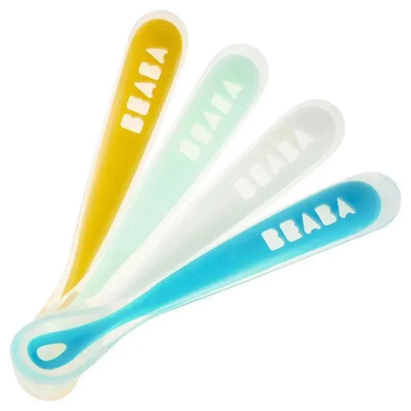 Beaba – 4Pk First Stage Silicone Spoons, Rain