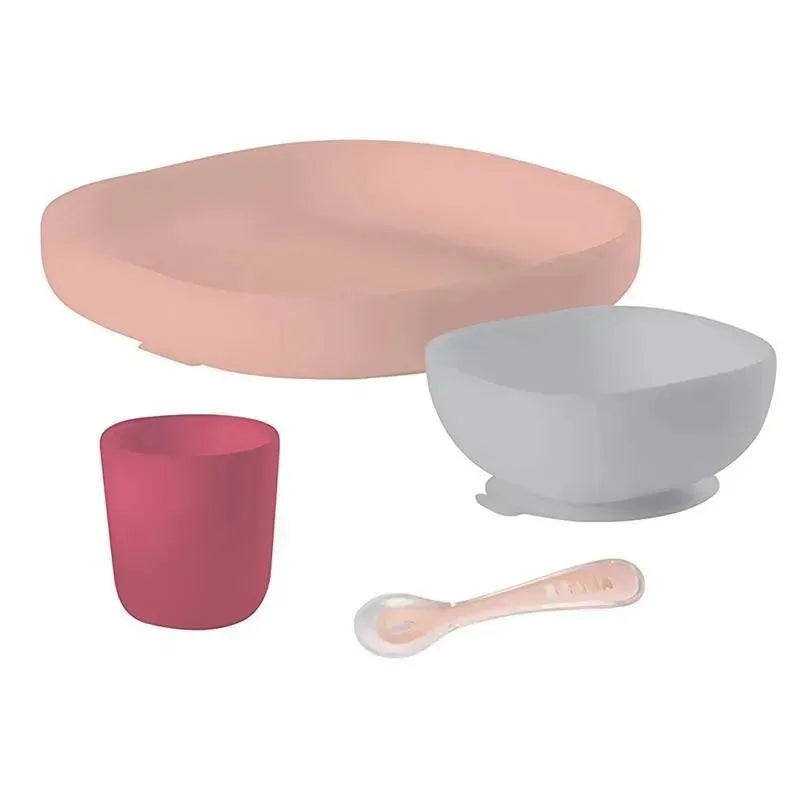 Beaba – 4Pk Silicone Meal Set, Pink