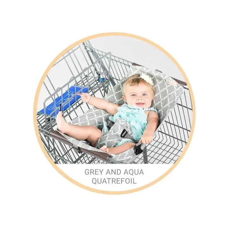 Binxy Baby Shopping Cart Hammock, Grey and Aqua Quatrefoil