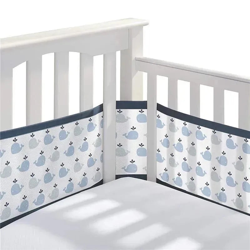 BreathableBaby – Classic Breathable Mesh Crib Liner, Little Whale Navy