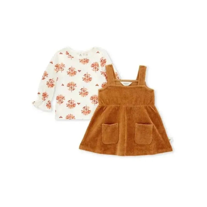 Burts Bees – Raised Rib Dress & Sunny Floral Tee Set, Beaver