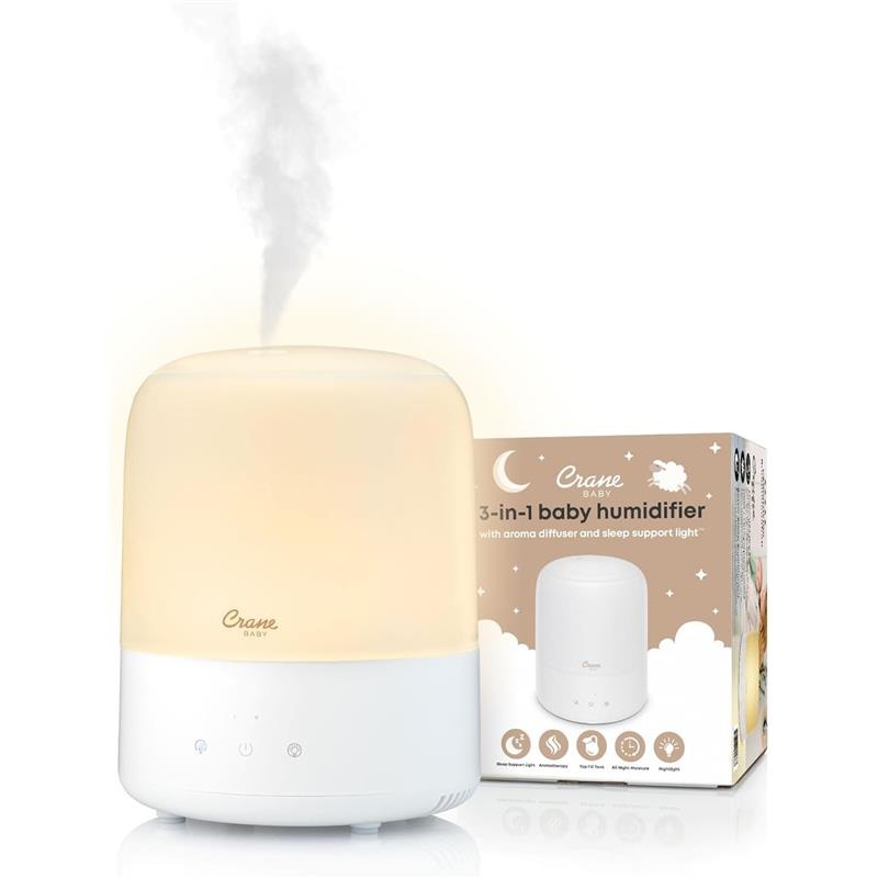 Crane – 3-In-1 Pediatric Cool Mist Humidifier And Aroma Diffuser And Sleep Support Light, 0.5 Gallon