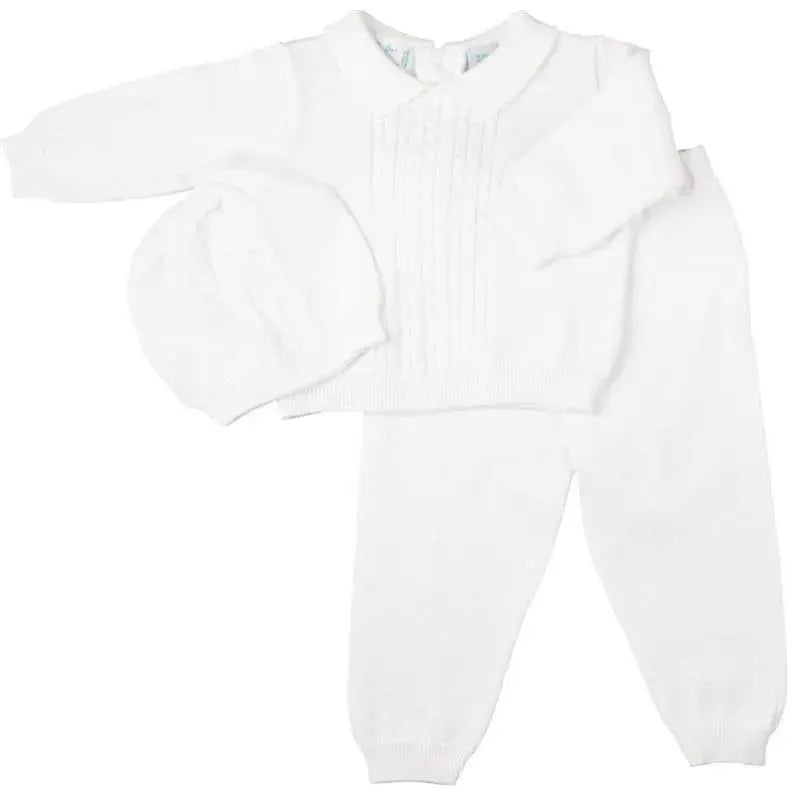 Feltman Brothers – Take Me Home Cable Knit Two Piece With Hat White