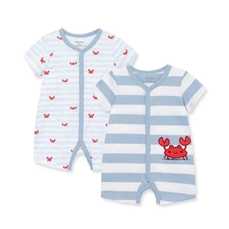 Little Me – 2Pk Baby Boy Crab Cotton Rompers