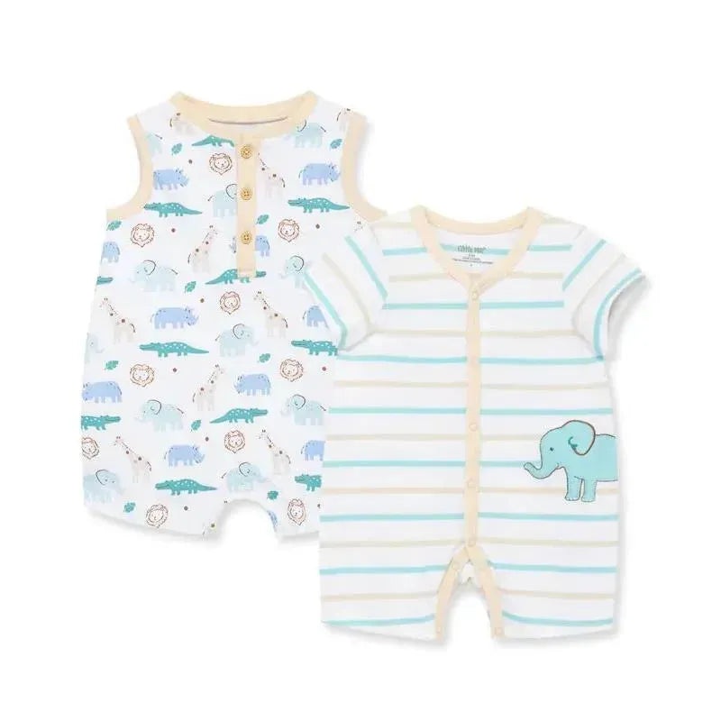 Little Me – 2Pk Baby Boy Safari Cotton Rompers