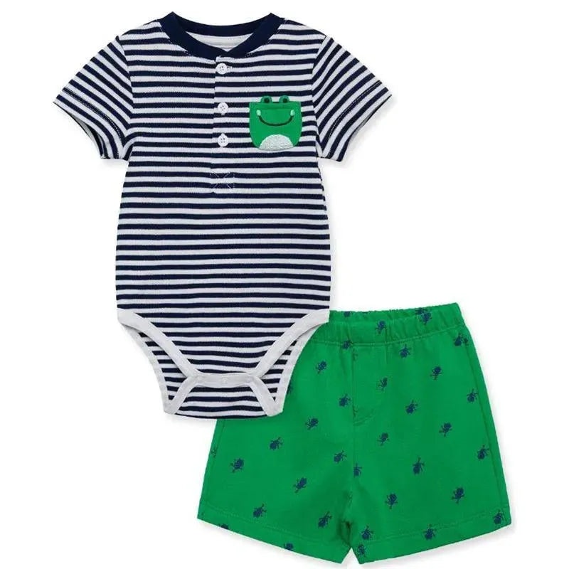 Little Me – Baby Boy Frog Soft Cotton Knit Short Set