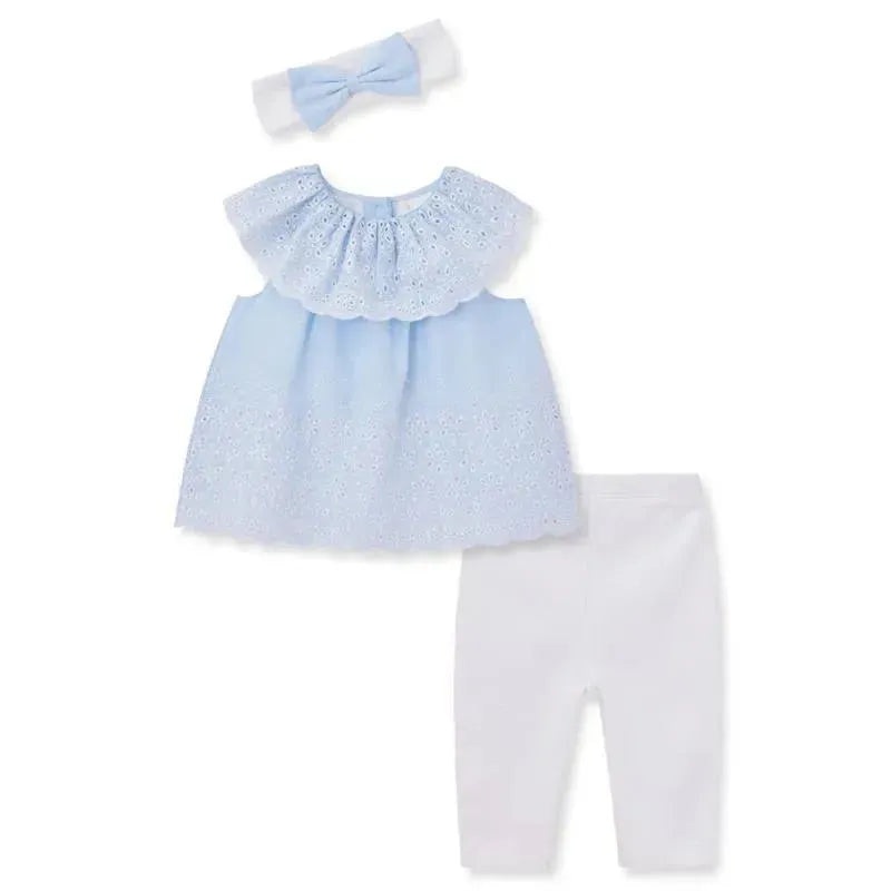 Little Me – Baby Girl Chambray Eyelet Set, White